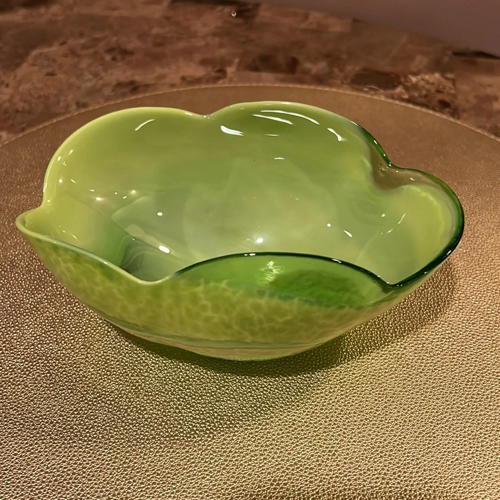 Murano Venezia for Crate & Barrel Green Petal Bowl